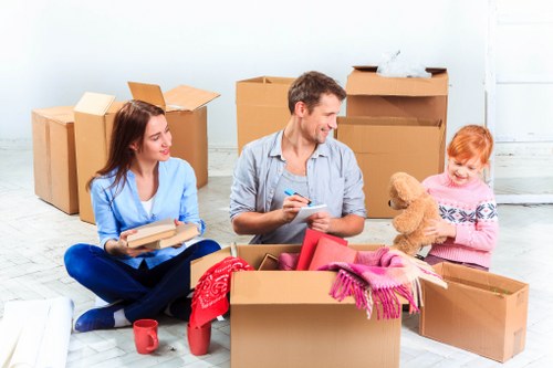 Removal team planning a move in Kensington street