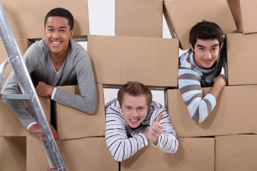 Household boxes and furniture prepared for a Kensington move using a man and van service