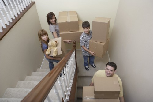 Professional house removals setup inside a Kensington townhouse